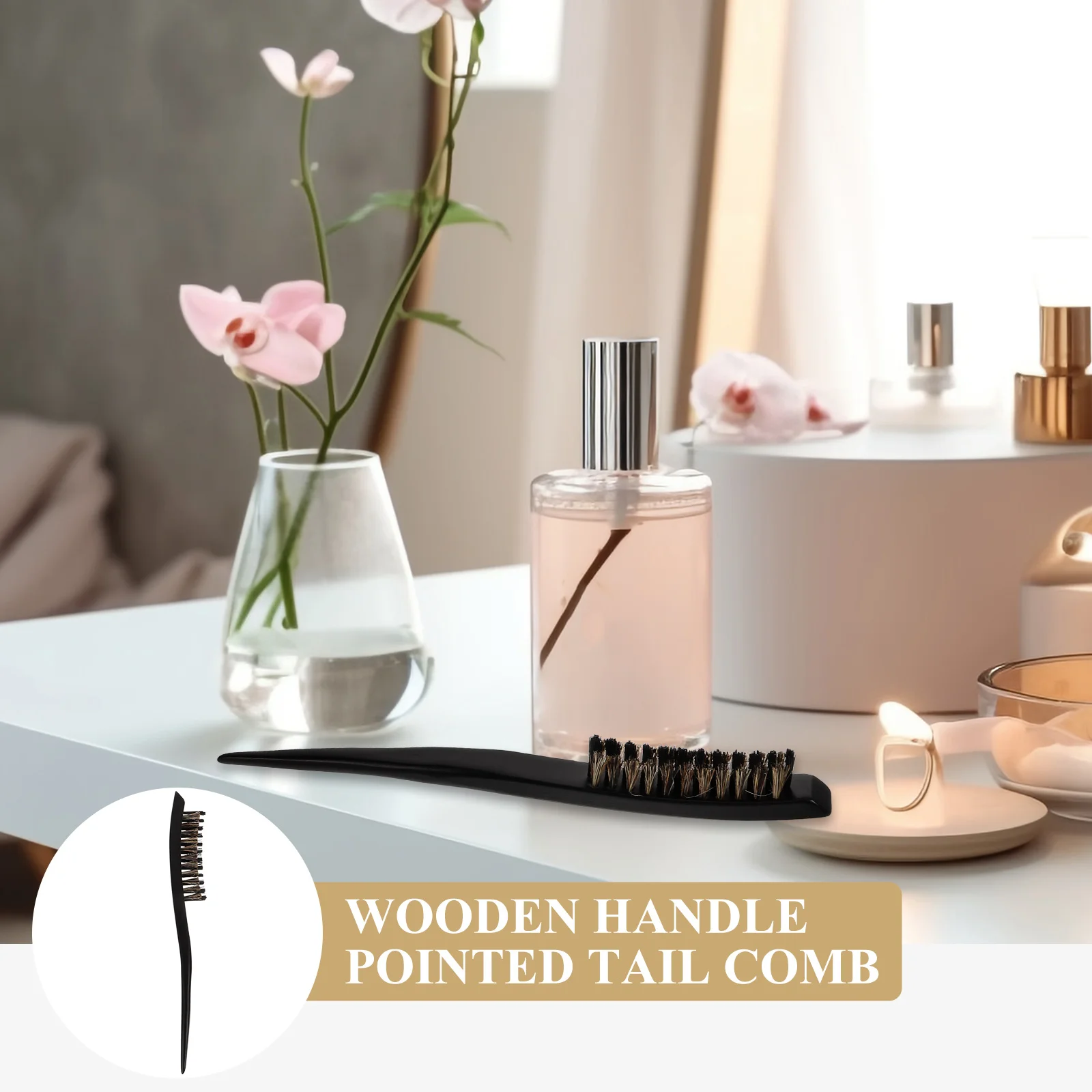 

Ergonomic Pig Bristle Hair Slick Brush Hard Bristle Comb Detangler for Slick Back Styling Fine Hair Hairbrush Teasing Brush