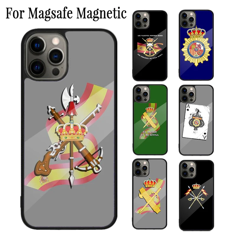 Spain National Police logo Funda Magnetic Phone Case For iPhone 16 15 14 Plus 13 12 Mini 11 Pro Max Magsafe Wireless Cover