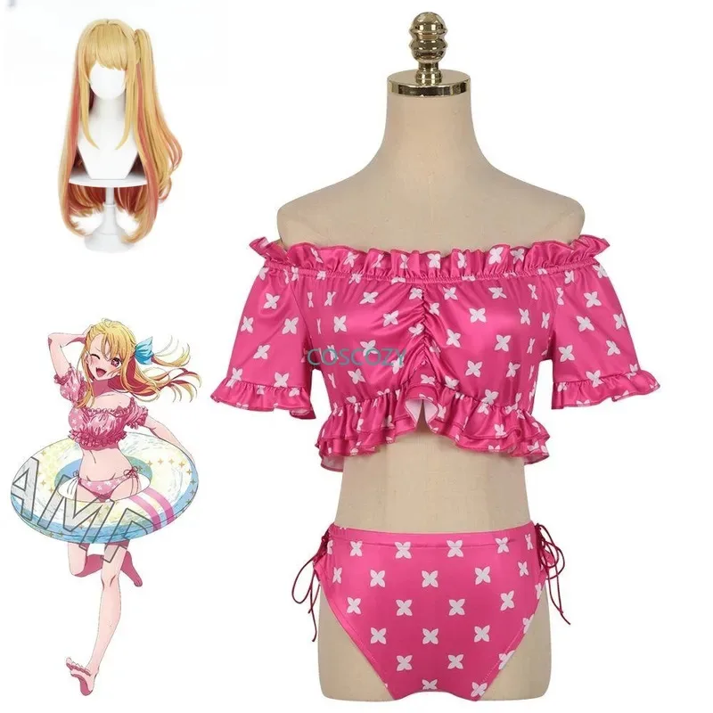 Kostum Cosplay Anime Oshi No Ko Ai Hoshino Aqua, Pakaian Renang, Rok Bikini, Kostum Halloween, Pesta, Liburan, Ruby Swimsuit qq681
