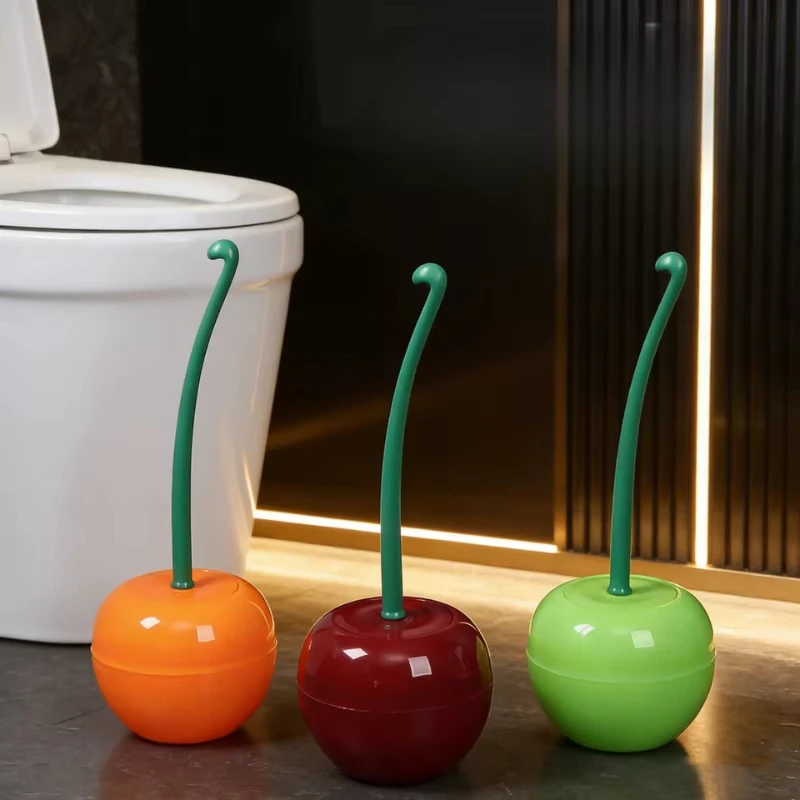 Toilettenbürste in Kirschform, Toilettenbürsten-Set, kompakte Toilettenbürste für den Heimgebrauch, elegante, schlichte und kreative Toilettenbürste.