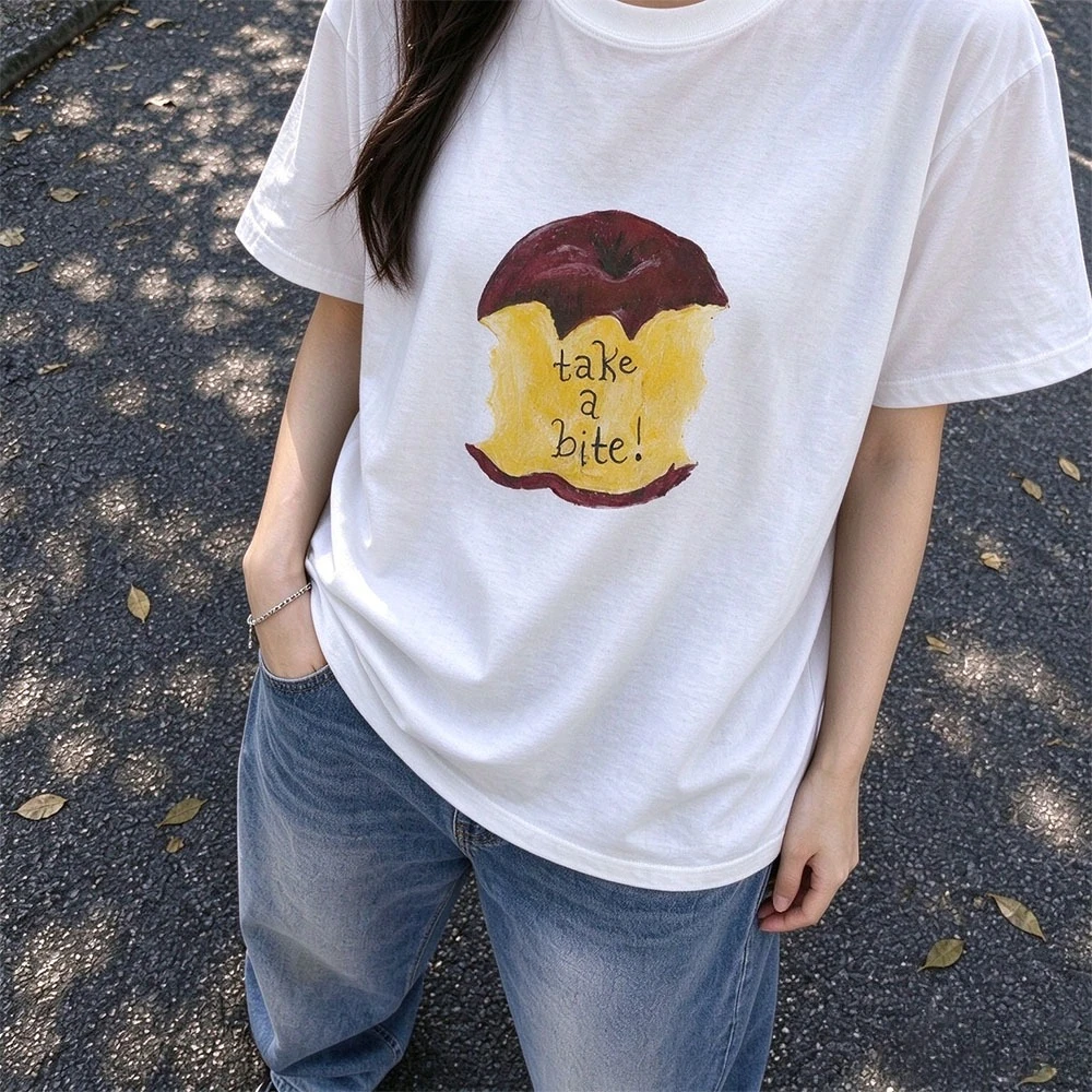 New Arrivals: Loose-fit T-shirts with Apple Prints, Y2K, 2000s Millennium Retro Aesthetic Clothing, Harajuku Style, Unisex
