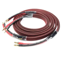 Par de cables de altavoz Van Den Hul de alta gama, línea de Audio HiFi chapada en plata, conector Banana de cobre rojo