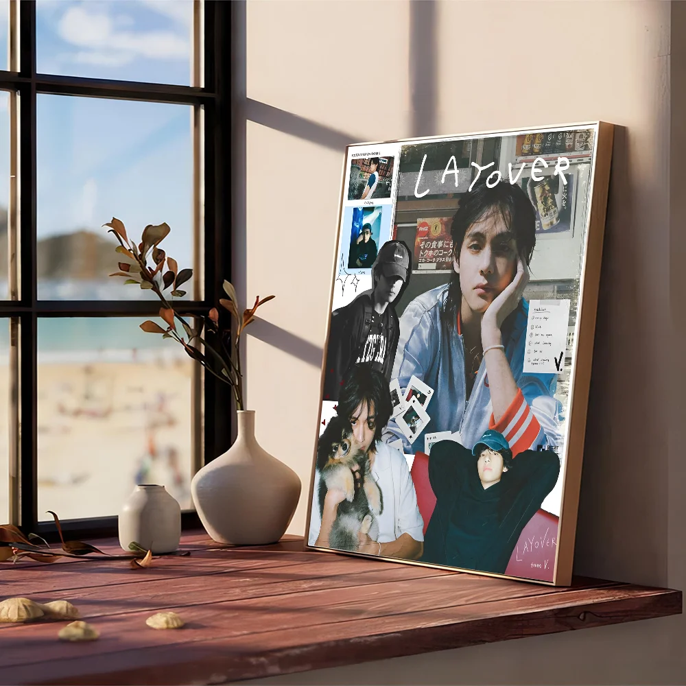 Singer Kpop K-Kim T-Tae H-Hyung V Layover DIY Sticky Poster Fancy Wall Sticker for Living Room Bar Decoration Wall Decor