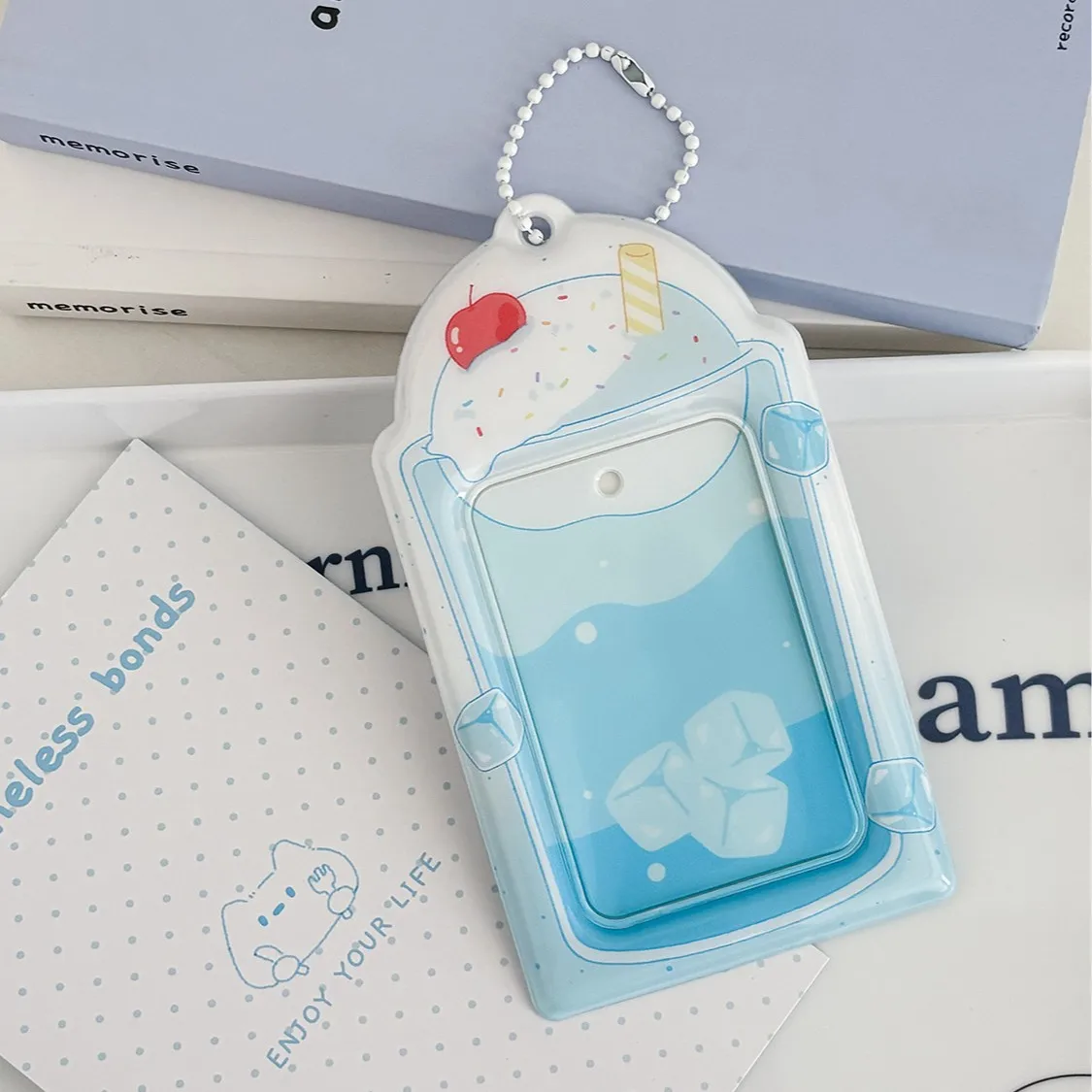 PVC Card Sleeve Cream Soda Design 3 Inch Card Protector Portable Mini Charm for Kpop Photocard Meal Card and Polaroid