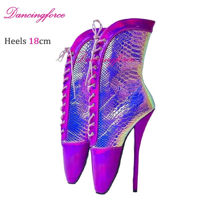 Dancingforce New Novelty 18cm/7.2inches Stiletto High Heels Ballet Boots Fetish Ankle Botas Cosplay Shoes Big size Eu46