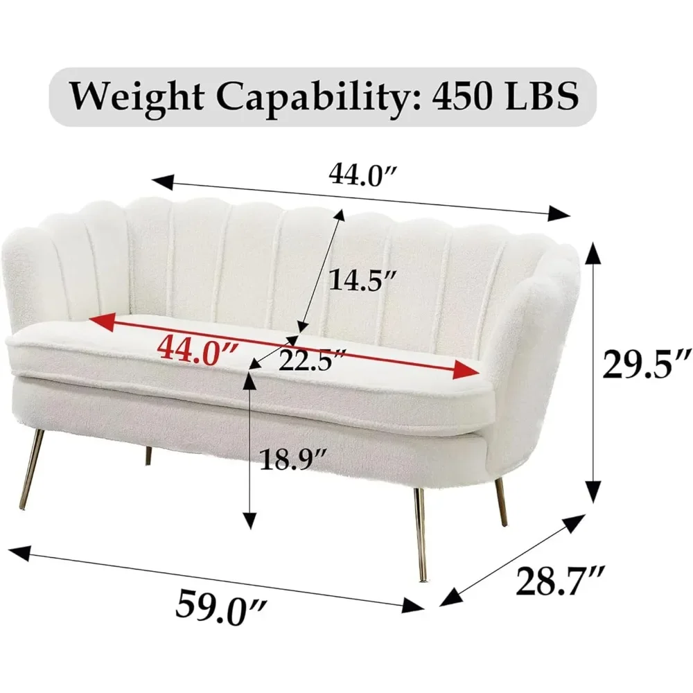 Sofa mit 2 Sitzen, Teddy kleines Sofa mit goldenen Metall beinen, 59 "modernes 2-Satersofa mit Blumen rückenlehne, Wohnzimmer möbel