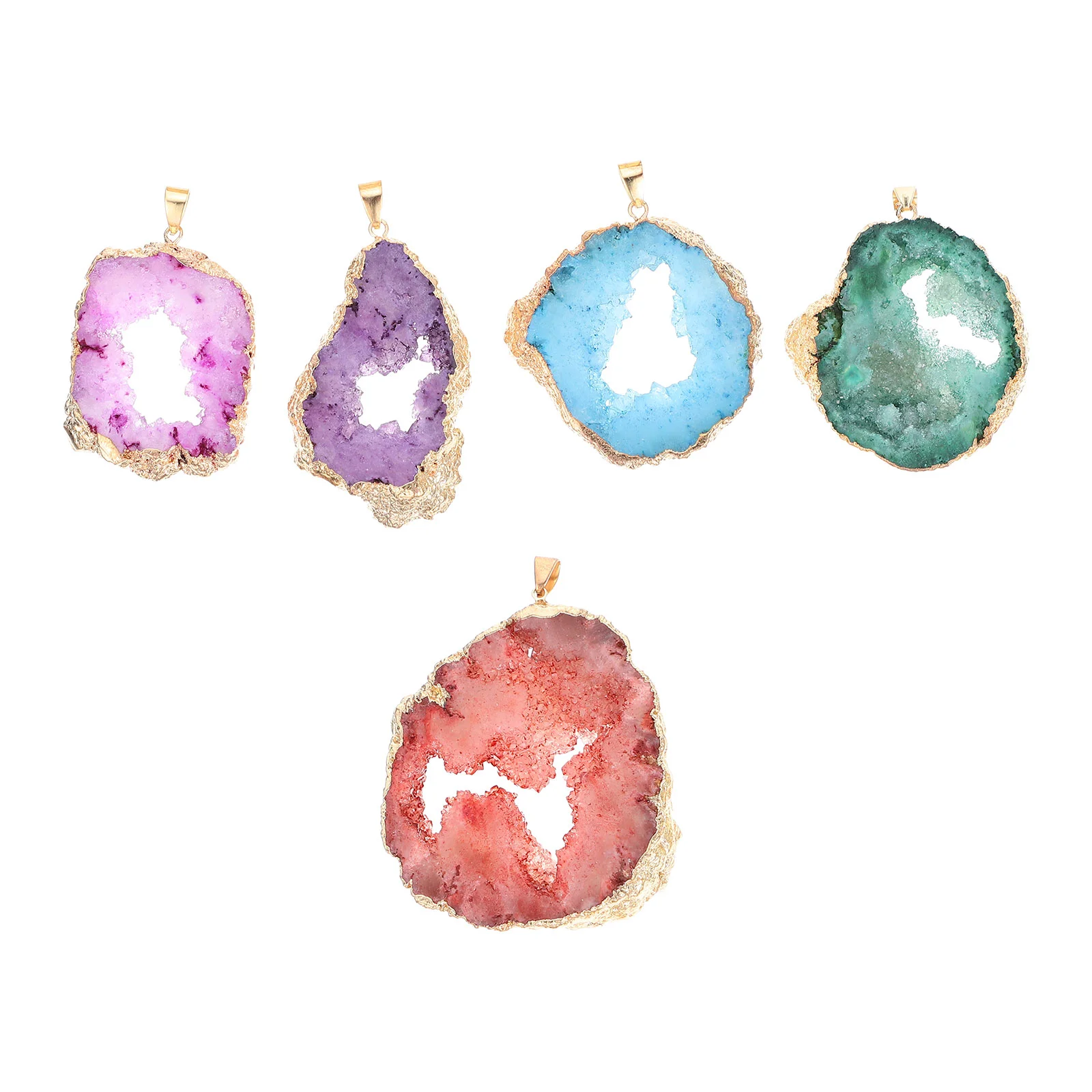 5 Pcs Sweater Agate Geode Pendant Earring Charm Stone DIY Pendants Jewelry Charms