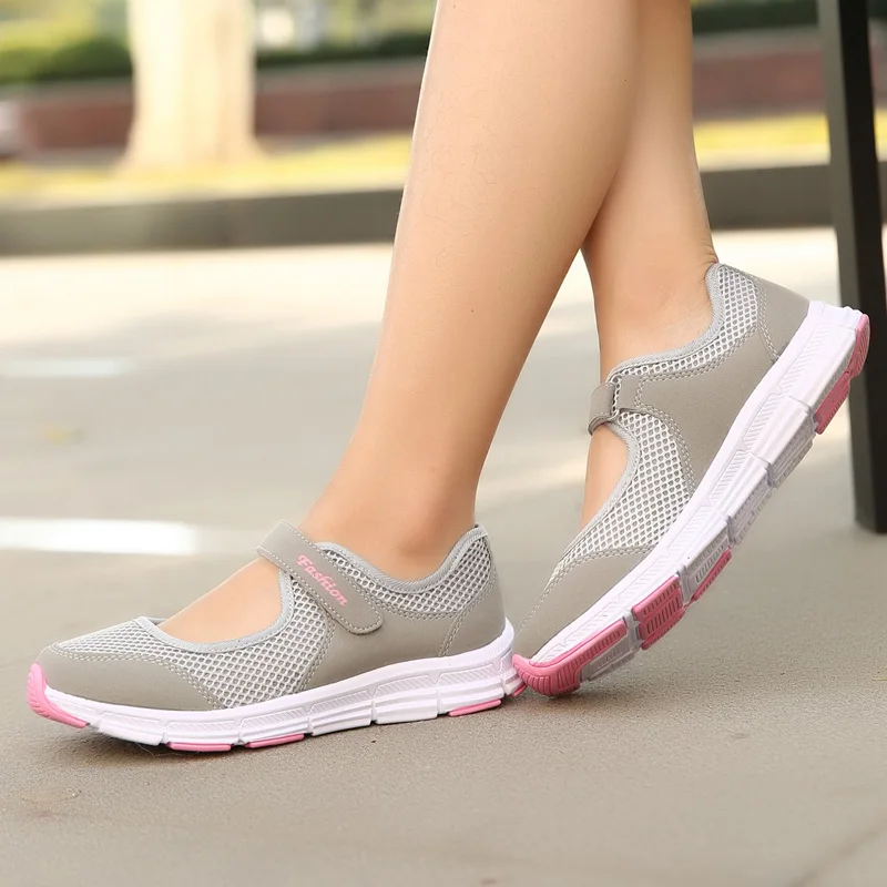 Sommerliche Damen-Freizeitschuhe, weiche und leichte Sportschuhe, Damen-Wanderschuhe, atmungsaktive Reiseschuhe mit flachem Boden S – Detail 12