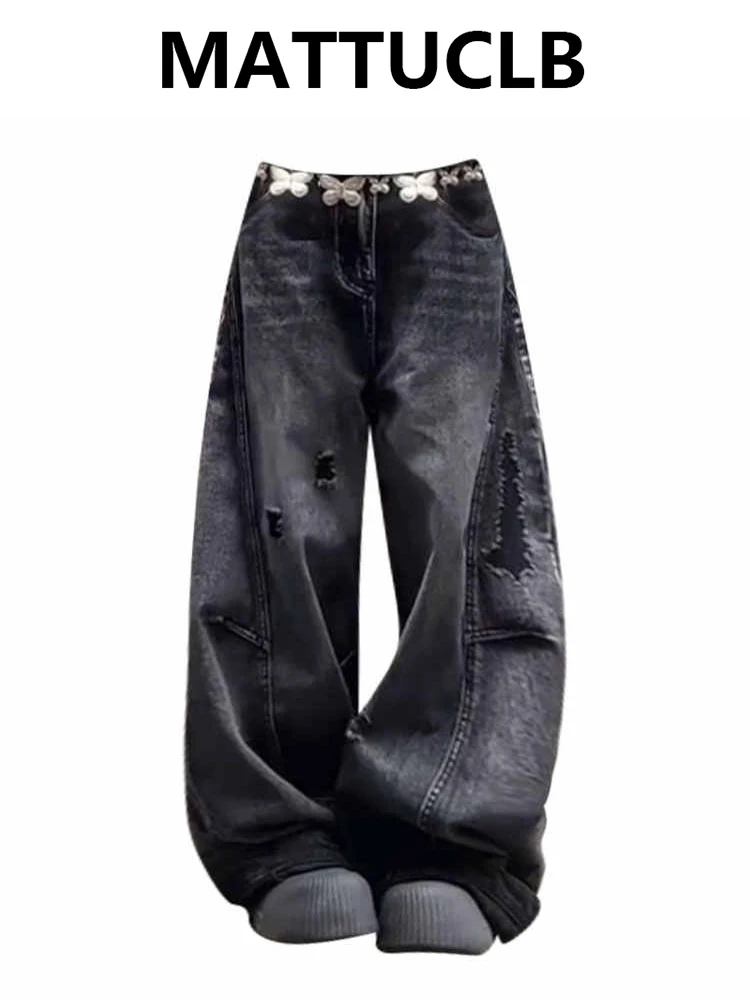 

Женские джинсовые брюки Abi Y2K Baggy Jeans Cowboy Men Wide Fit High Street Harajuku Tide 2000s Goblin Core Dark Academia Chic New