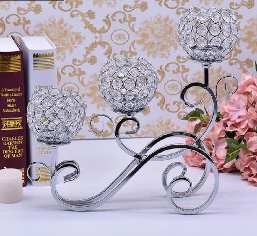 

elegant Religious Activities Decorations 3-Candles Centerpieces Crystals Votive Candle Holders wedding candle holder