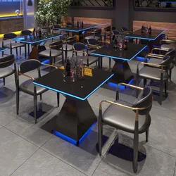 Retro style bar table and chair combination modern simple western restaurant coffee shop booth sofa light luminous table