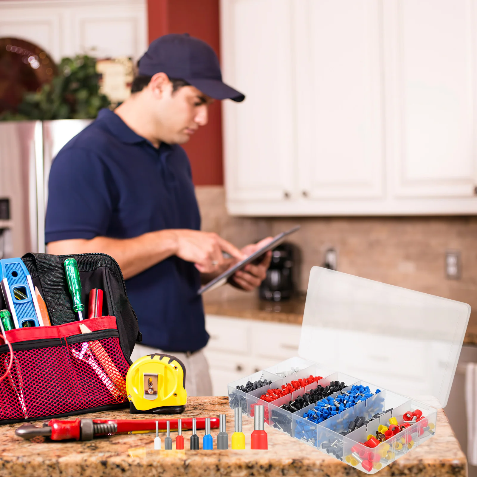 

1Set Ferrule Terminal Connector Set Precision Crimping Head High Durability Fine Workmanship Easy Connection for Wire Fastening