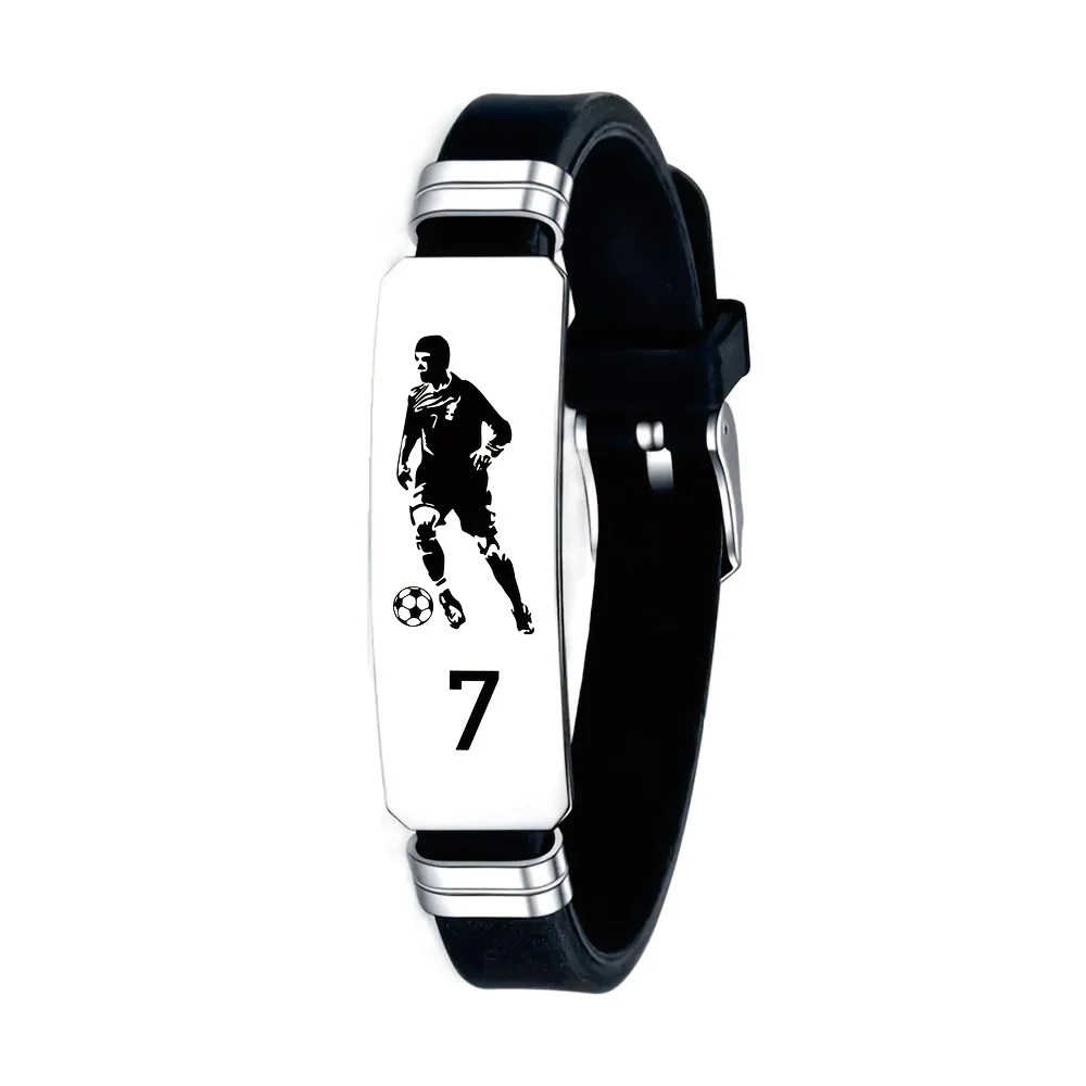 Bracelet Football Sports Wrist Strap Stainless 7 Ronaldo Outdoor Sports Rubber Elastic Bracelet Fans Club Souvenir