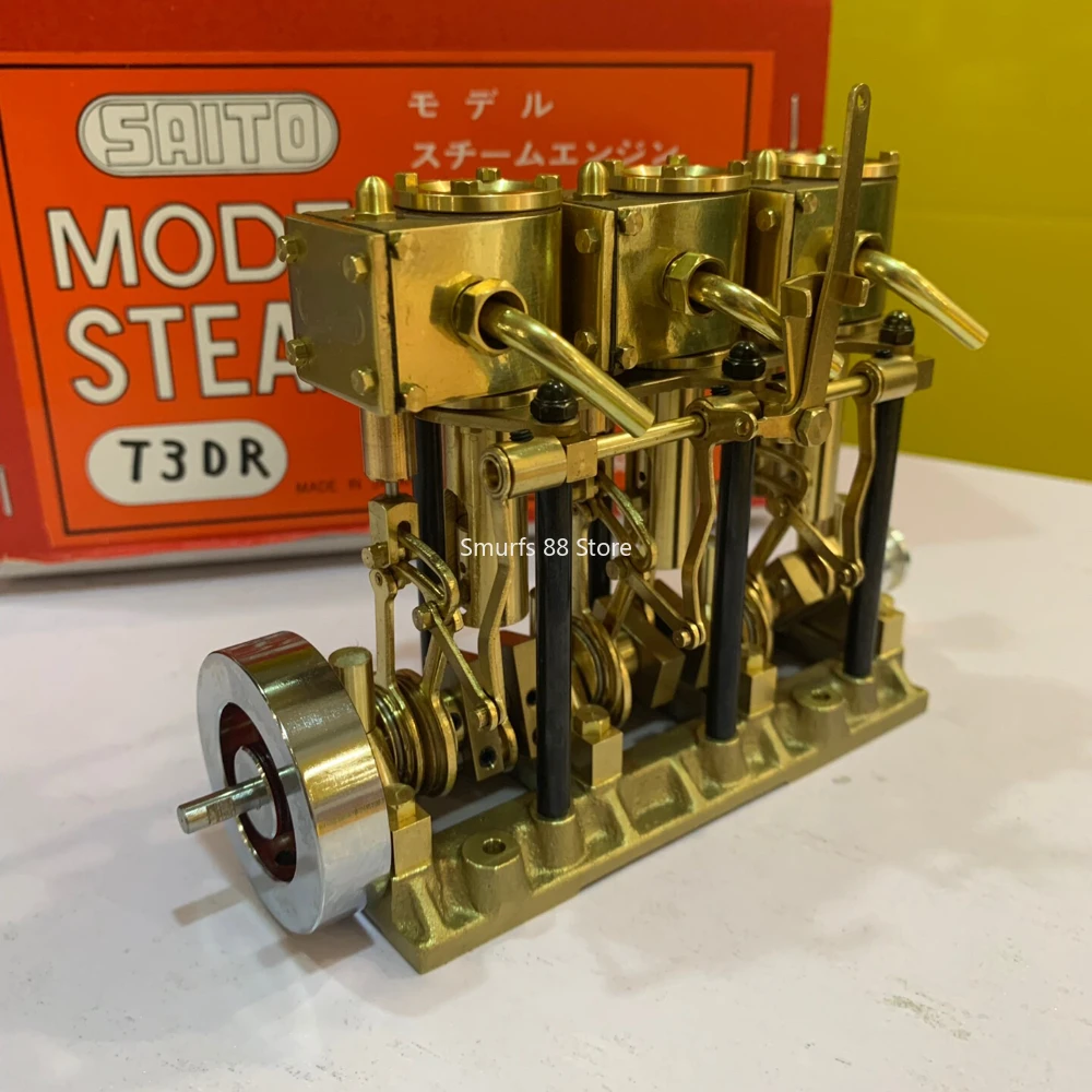 Full Metal Steam Engine Model 8.1cc Vertical Three Cylinder Steam Engine Model Suitable for Ship Models Toys Gift T3DR