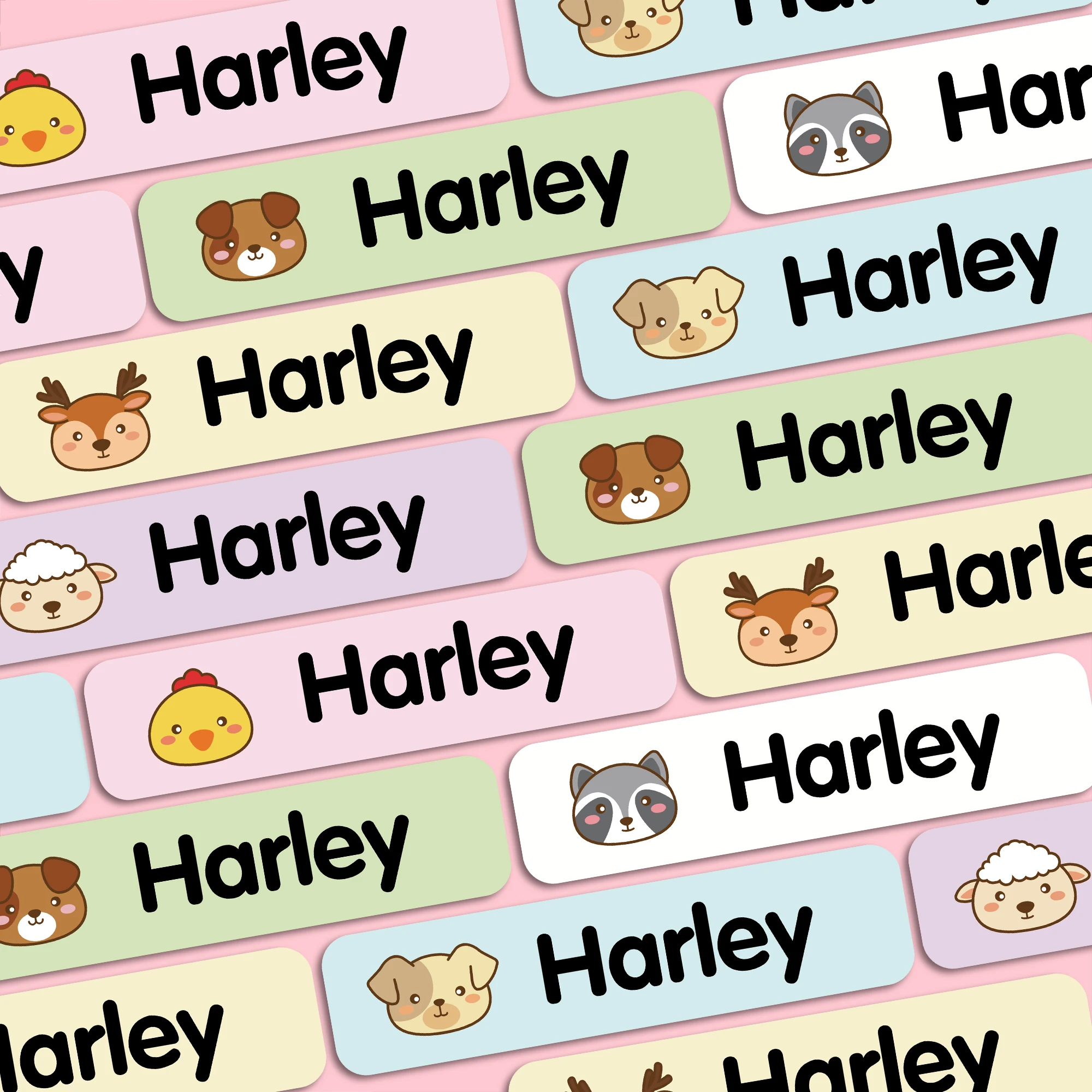 Personalized Name Tags Cute Animal Stickers Labels Waterproof Custom Name Tags For Kids Daycare School Camps Organization
