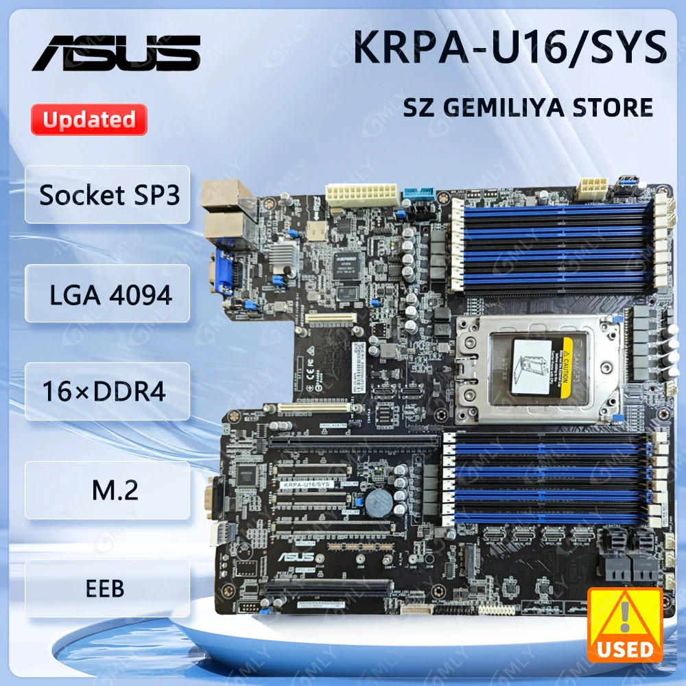 

Серверная материнская плата ASUS KRPA-U16/SYS EEB с разъемом SP3 для процессоров серии AMD EPYC 7000, 16 DIMMs DDR4
