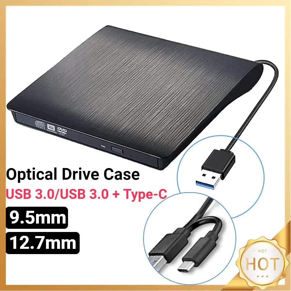 USB 3.0/USB 3.0 + Type-C حافظة محرك الأقراص الضوئية ضئيلة DVD الضميمة الخارجية 9.5 مللي متر/12.7 مللي متر SATA إلى USB CD ROM ODD صندوق لأجهزة الكمبيوتر المحمول