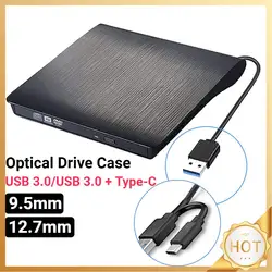 USB 3.0/USB 3.0 + Type-C Optical Drive Case Slim DVD External Enclosure 9.5mm/12.7mm SATA To USB CD ROM ODD Case Box for Laptop