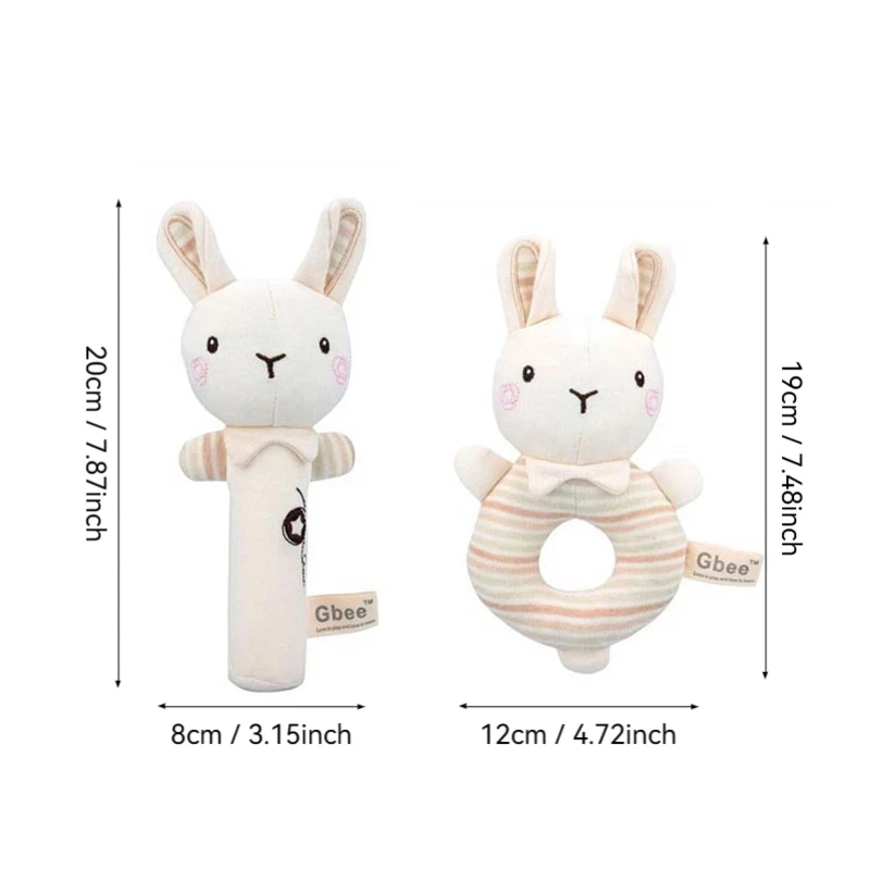 Chocalho de mão de algodão orgânico bebê brinquedo calmante infantil chocalho brinquedo para bebês