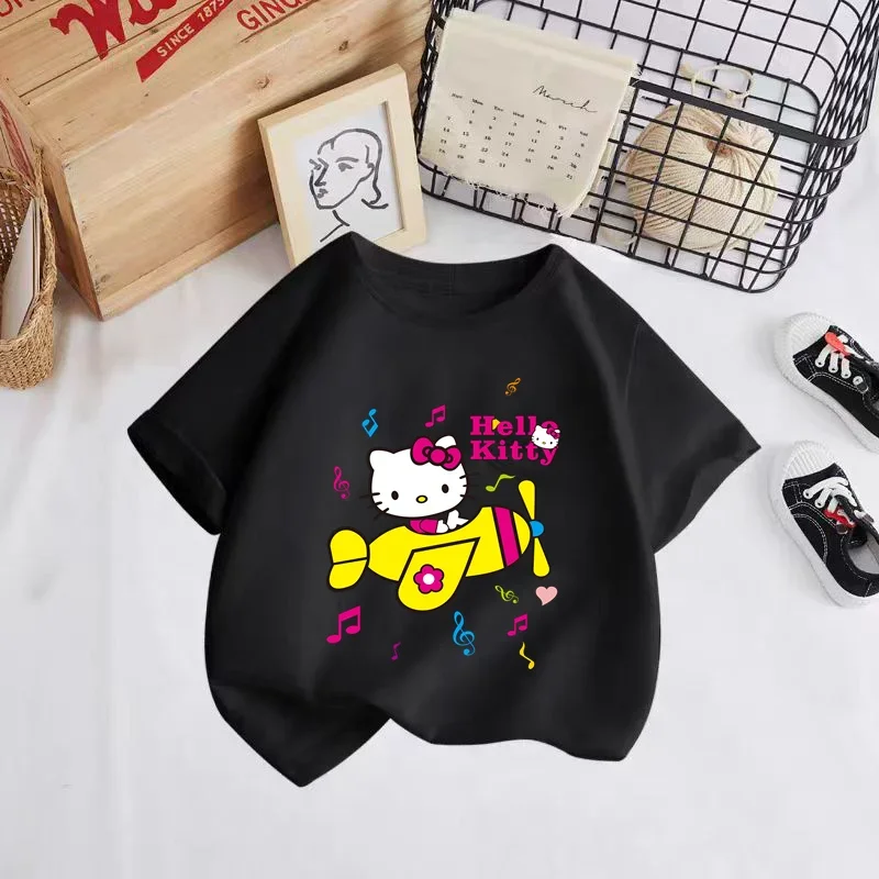 Hello Kitty summer new T-shirt girls children's clothing Girls' clothing top short sleeve sport fashion short sleeve 3-14 years