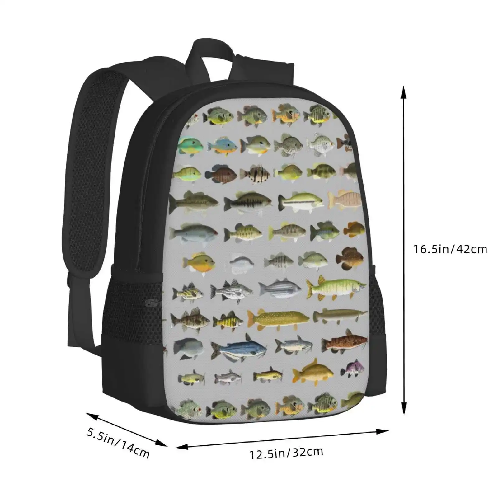 Nordamerika nische Süßwasser fisch gruppe heißer Verkauf Rucksack Mode taschen Amerika Süßwasser fischer gruppe Bluegill Longear Green