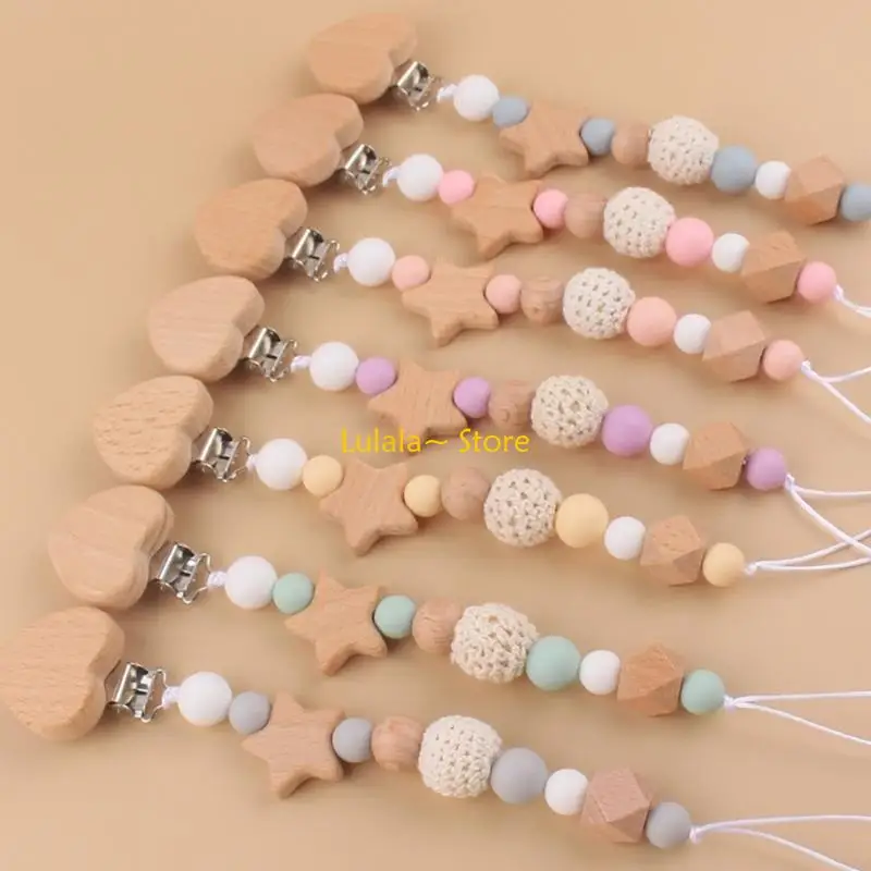 Y4QA Silicone Pacifier Chain Holder Anti-fall DIY Teether Pacifier Strap for Newborns