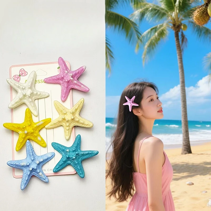 

Resin Starfish Hair Side Clip Beach Holiday Dressing Hair Style Accessories Headwear for Women and Girls Mermaid Hairpin Gifts