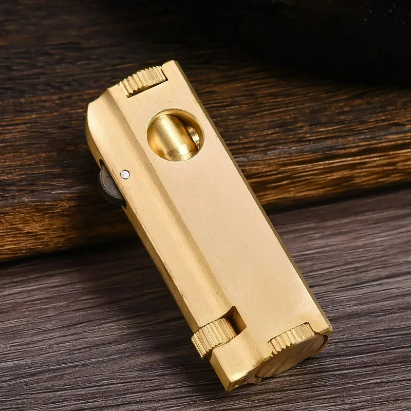 

New Brass Vintage Handmade Trench Machine Pipe Machine, All Copper Solid Side Firing Design Oil Lighter Gadgets for Men