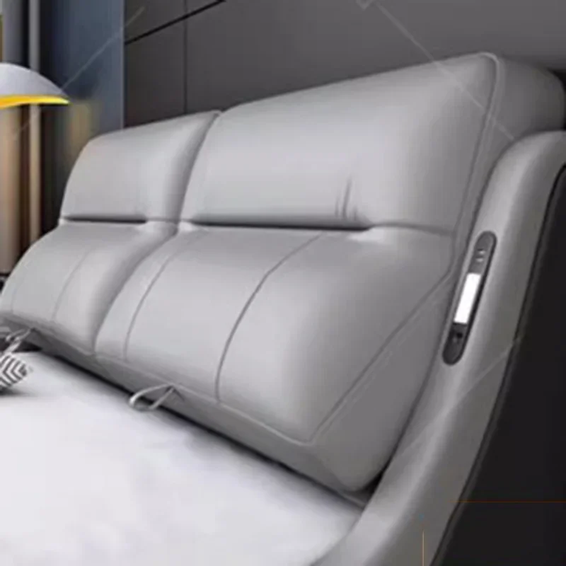 Modern Aesthetic Double Bed Bedroom King Size Salon Twin Double Bed Luxury Genuine Leather Cama Matrimonial Home Furniture