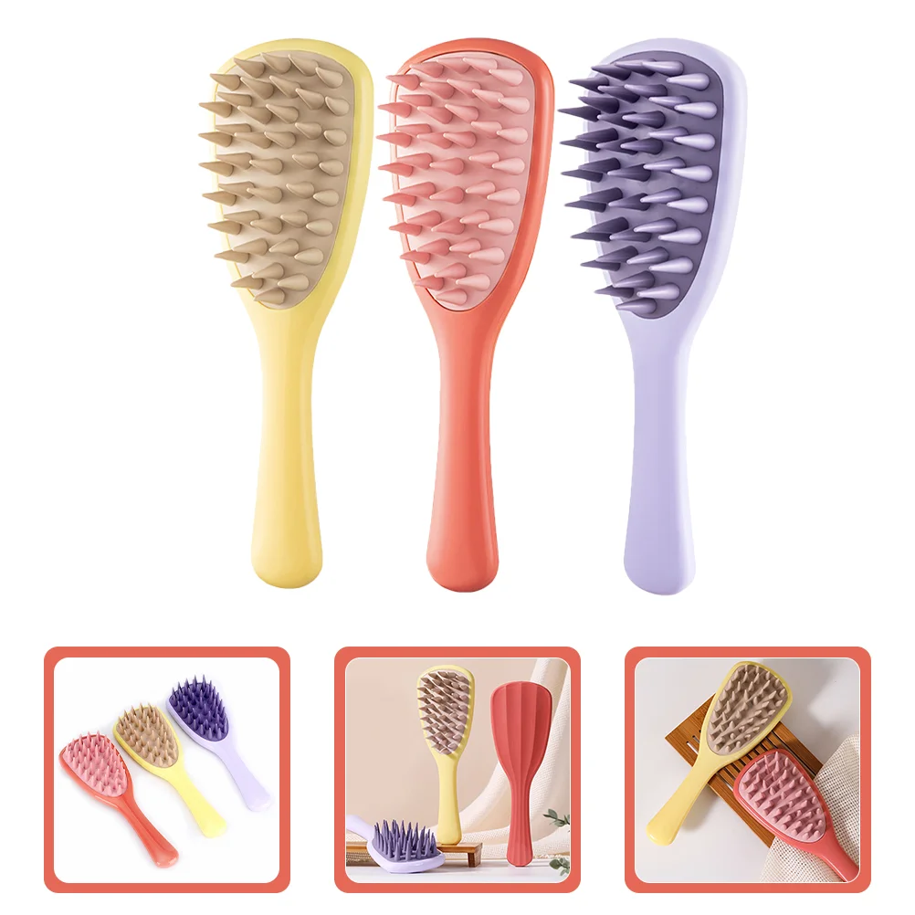 

3 Pcs Shampoo Comb Paddle Brush for Blow Drying Hair Brushes Hairbrush Wooden Pp Miss 's Mini