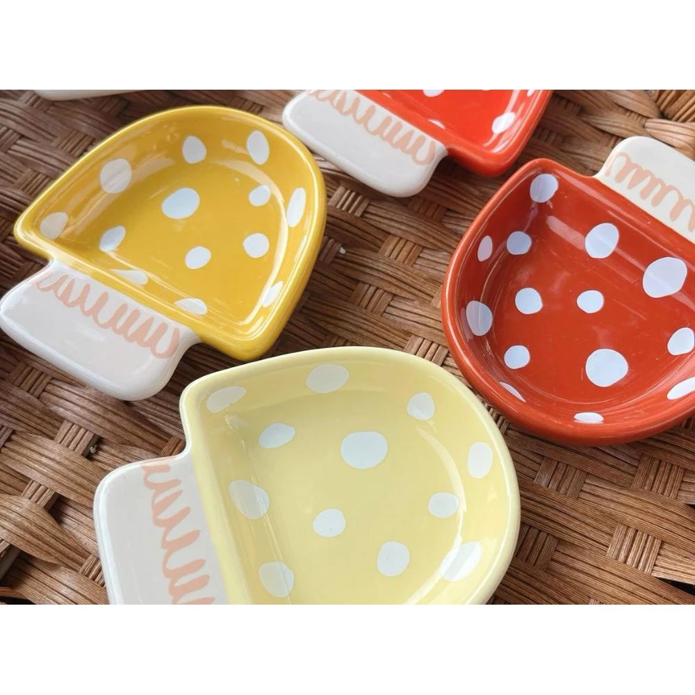 Ceramic Dish Korean Style Creative Cute Mushroom Shape Porcelain Household Dinnerware Tomato Sauce Condiment Vinegar Dishes