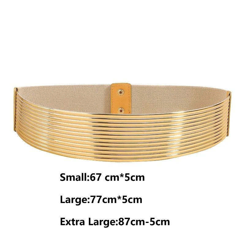 High Quality Decorative Dress Gold Waist Belt Elastic Bright Tight Waistband Wide Dress Belt for Women Accessories