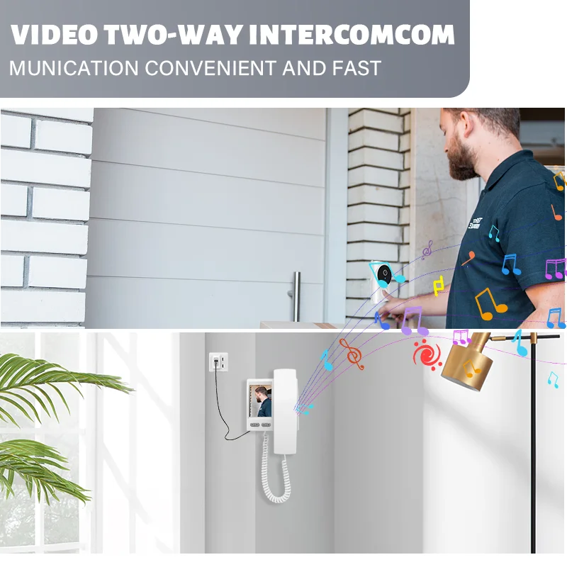 Visiophone sans fil 2.4Ghz, interphone vidéo, caméra avec écran IPS 3.5 pouces, enregistrement Audio et vidéo bidirectionnel, sonnette de porte de maison