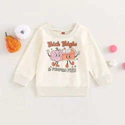 2023-06-29 Lioraitiin 0-3Years Baby Boy Girl Halloween Sweatshirt Cute Pumpkin Pie Print Long Sleeve PulloversTops Fall Clothes