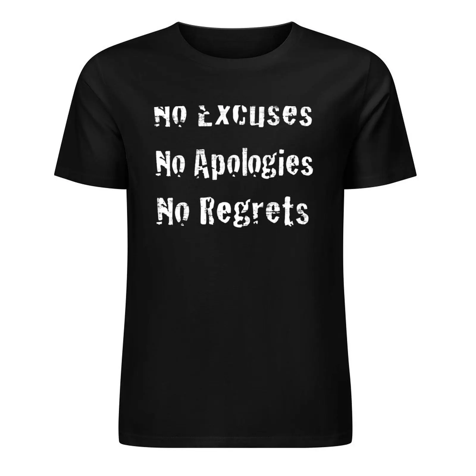 No Excuses No Apologies No Regrets T-Shirt man clothes korean fashion hippie clothes quick drying mens vintage t shirts