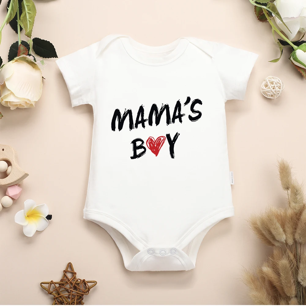 Minimalist Print Baby Onesie Mama's Boy Letters Cotton Short Sleeve Summer 0-24M Size Dropship Exquisite Infant Jumpsuit Trendy