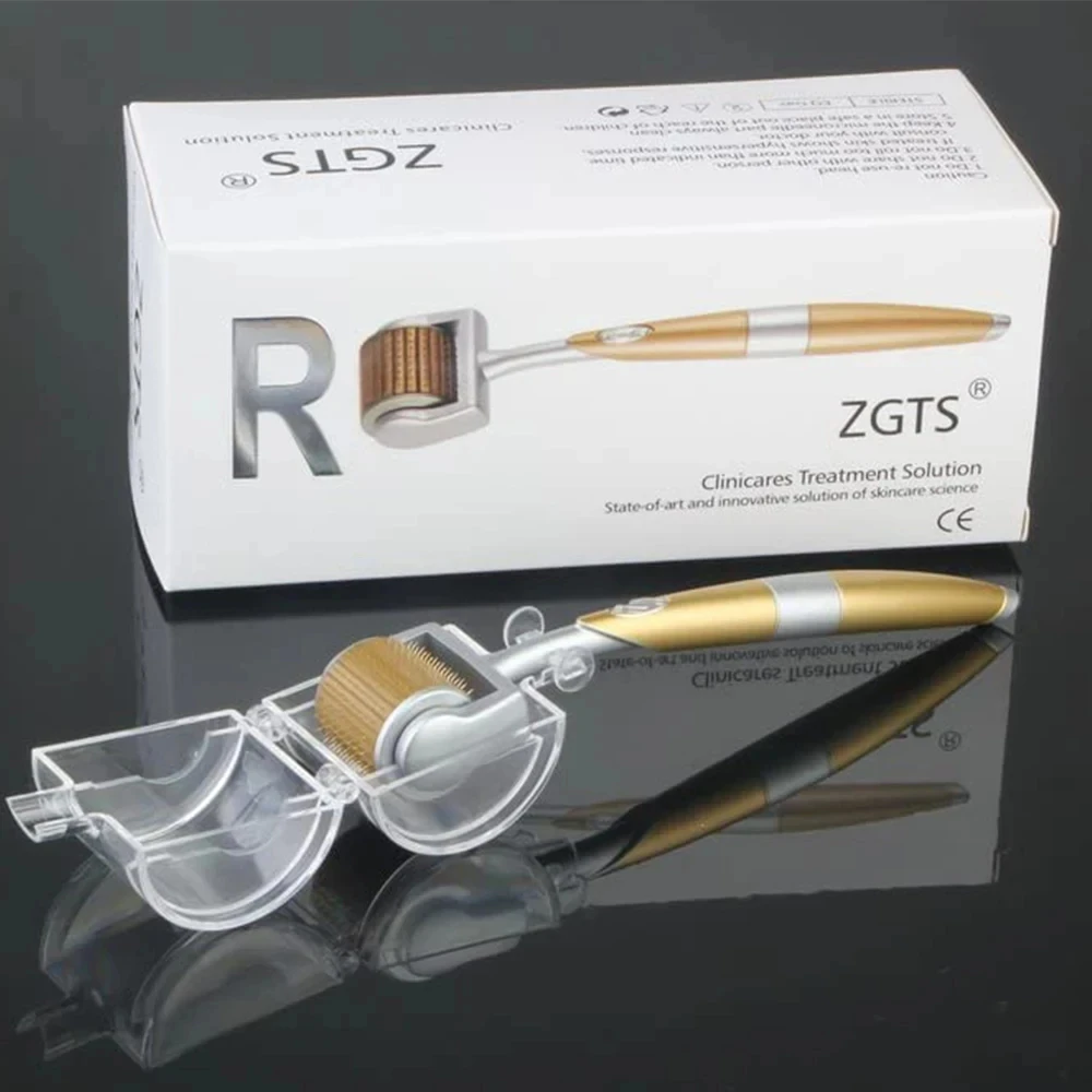 Gold Roller Facial Massager 192 Titanium Micro Naald Schoonheidsverzorging Gereedschap baardgroei haaruitval behandeling Apparaat 0.2/0.25/0.3/0.5