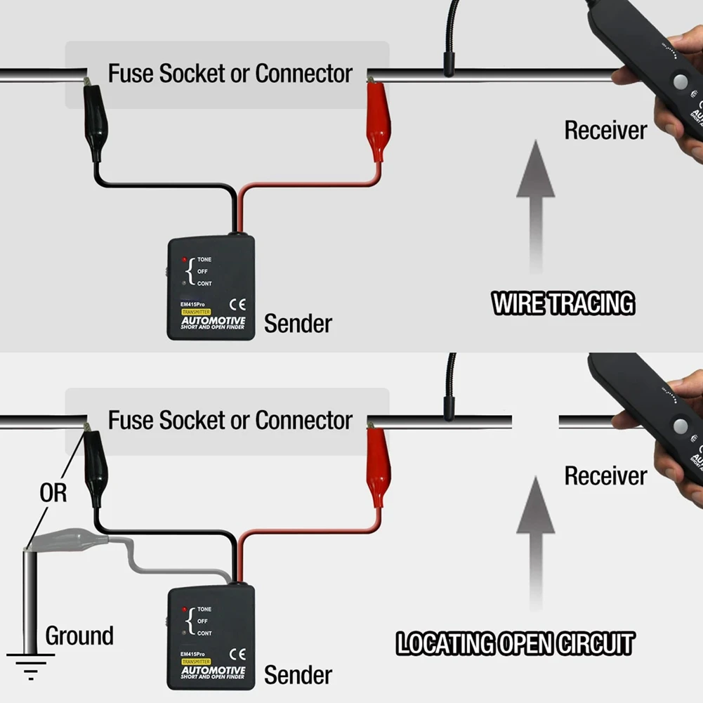 Fio automotivo curto aberto localizador detector de circuito cabo de alimentação testador tracer em415pro scanner ferramenta diagnóstico para barco