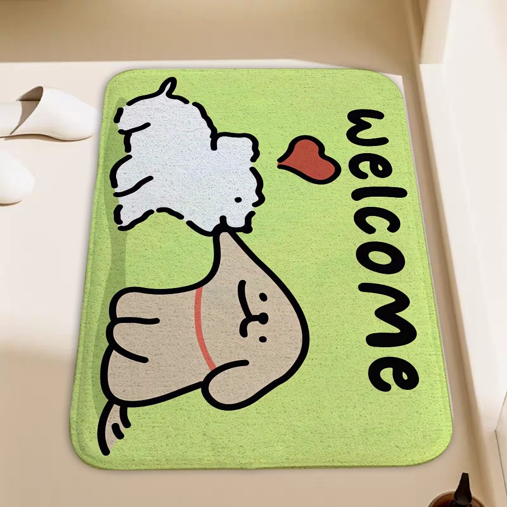 Kawaii Dog Welcome Carpet Entrance of House Foot Mat Bathroom Rug Rugs Floor Mats Balcony Kitchen Accessories Doormat Door Bath