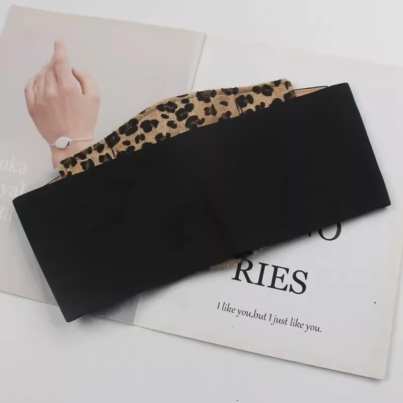 Cincher เอวผู้หญิงพิมพ์ลายเสือดาวที่ทันสมัย – เข็มขัดกว้างยืดสําหรับเดรสและเสื้อเชิ้ต, จัดแต่งทรงผมรัดตัวอเนกประสงค์