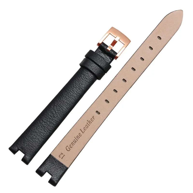Correa de reloj de piel para mujer con accesorios para Swarovski Demon Eye 5376812 5376842 5376830   Correa cóncava de piel de vacuno 12 mm suave
