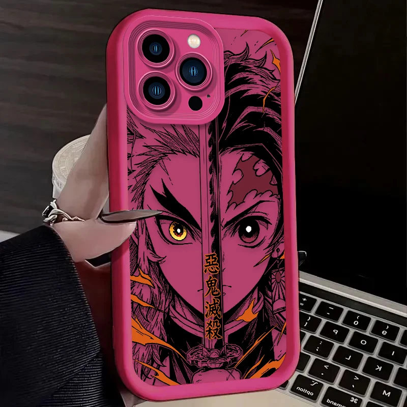 Demon Slayer Split Half Face Anime Phone Case for IPhone 17 Air 16 16E 15 14 13 12 11 Pro Max X XS X S Max XR SE 2020 SE4 7 8 view 5