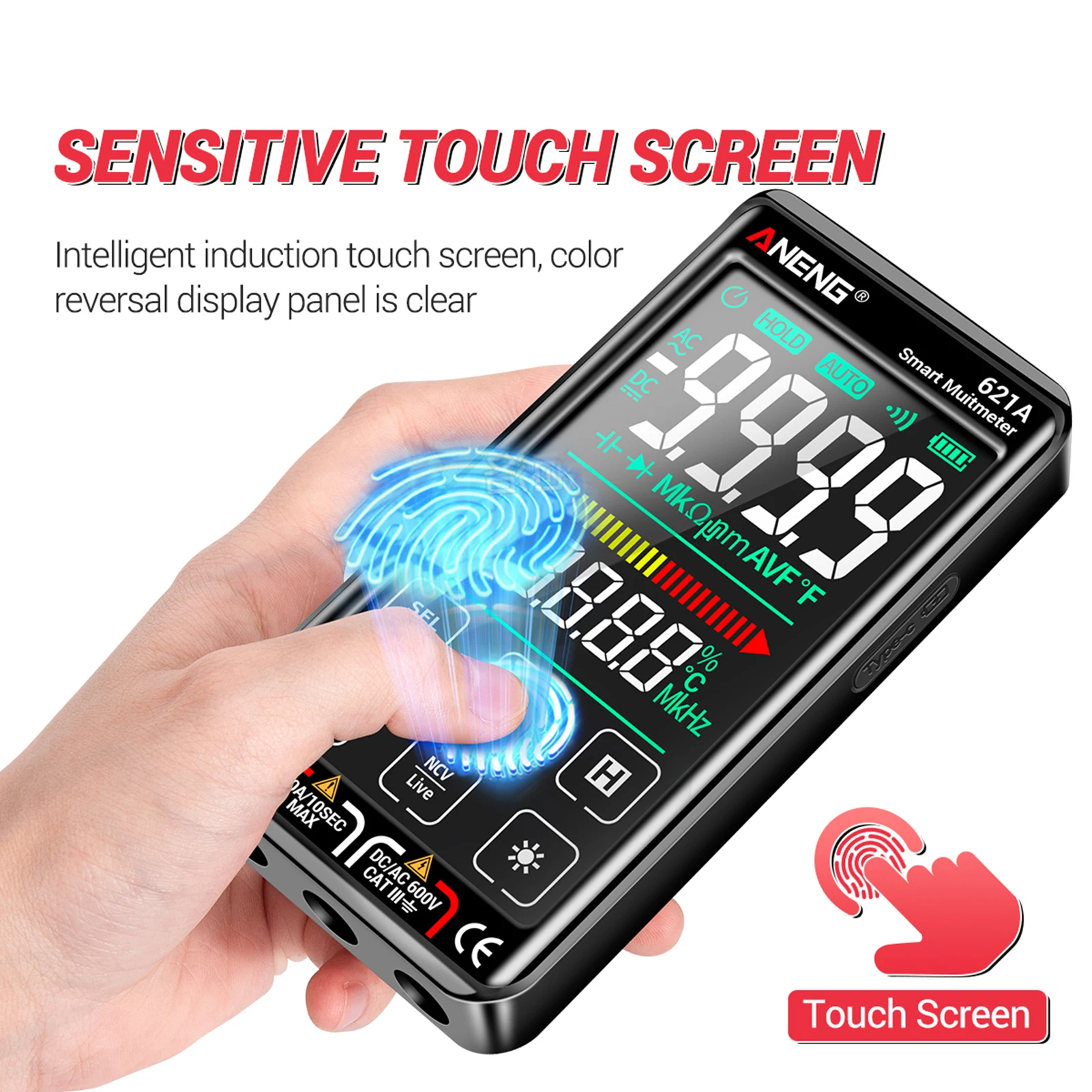 ANENG 621A Touch Screen Intelligent Digital Multimeter 9999 Counts Auto Range Rechargeable Portable NCV Universal Meter