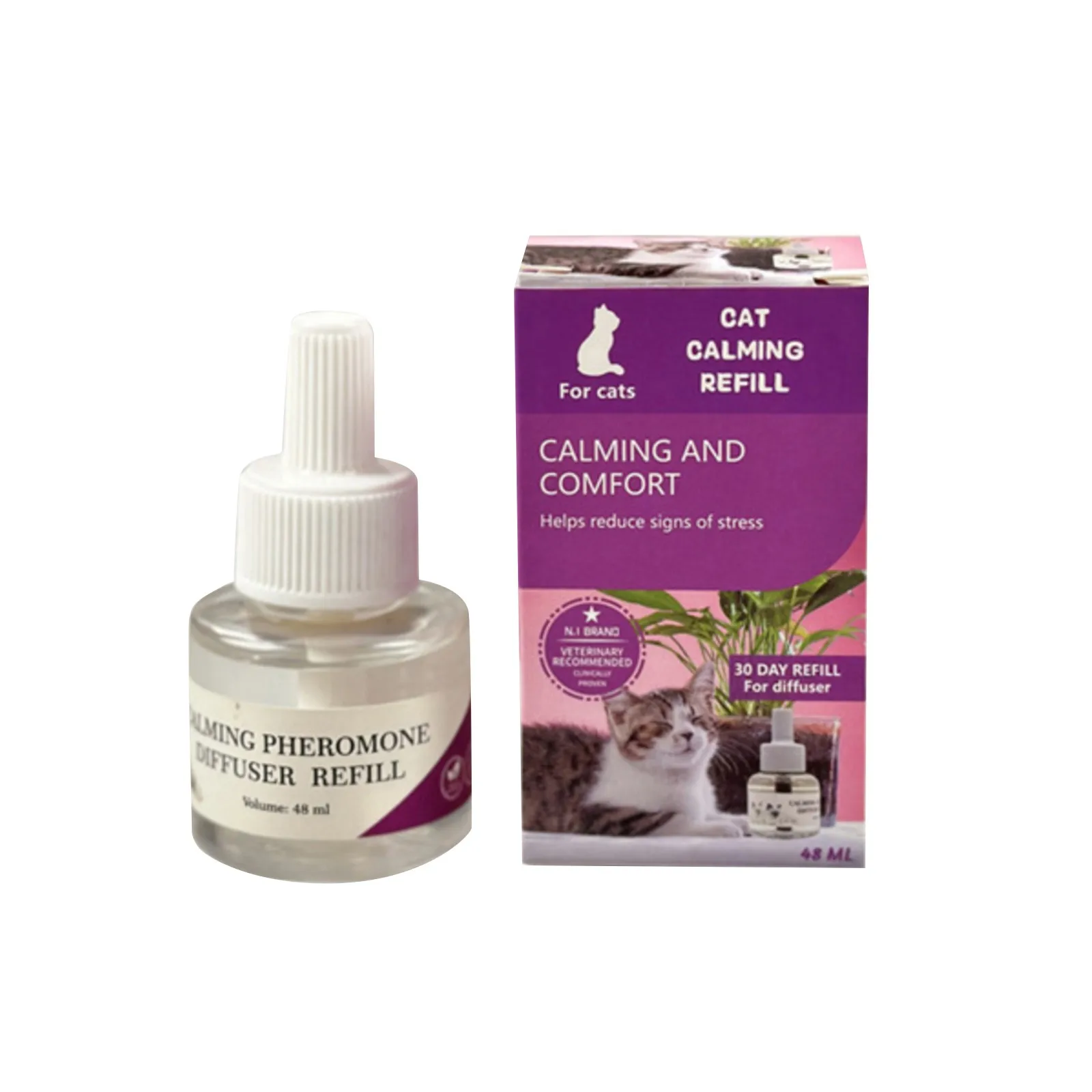 48ML Pheromone Diffuser For Cats Cat Pheromone Plug-In Relaxants Start Kit Refill Calming Spray For For Calm Relaxing Home cat