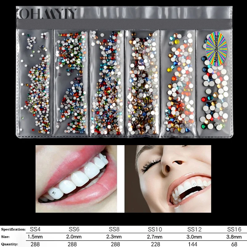 6 Grid Dental Rhinestones Tooth Rhinestones Teeth Jewelry Teeth Whitening Teeth Decoration Dental Crystal