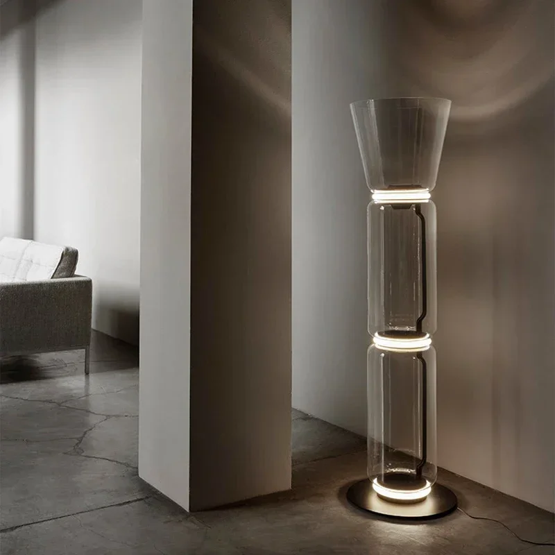 

Modern Living Room Glass Floor Lamp Villa Minimalist Glossy Bedroom Bedside Lamp Living Room Bar Attic Transparent Glass Lamp