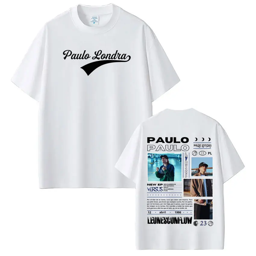 مغني الراب باولو لوندرا كلمات 2025 غطاء جولة المحملة الرجال النساء الهيب هوب تي شيرت الصيف 100% القطن موضة عادية شارع العليا تي شيرت