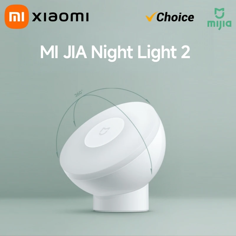 XIAOMI Mijia Night Light 2 Smart Motion Sensor, Dimmable Brightness Auto Light Sensing Bedside Lamp for Bedroom Kids s