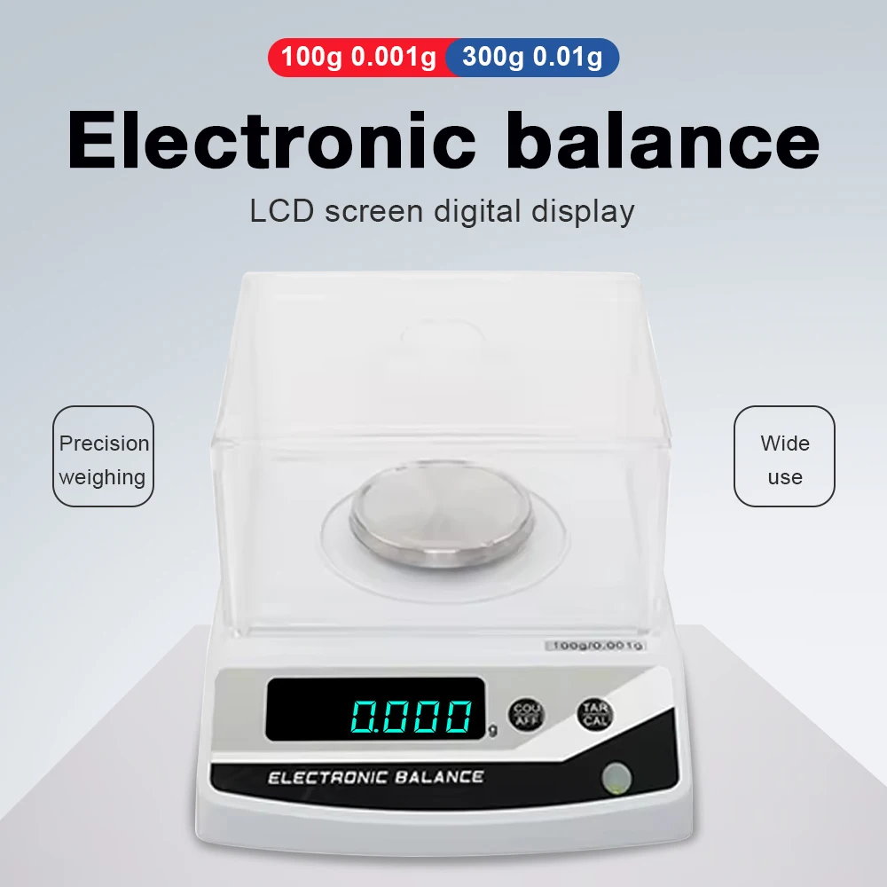 300g 0.01g/100g 0.001g/600g 0.01g/2kg 0.01g Lab Analytical Balance Digital Electronic Balance Scale with Windshield Scales