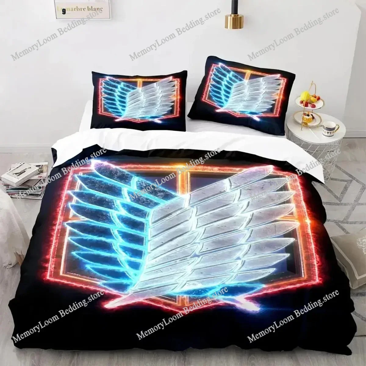 Anime Attack On Titan Logo Bedding Set Boys Girls Twin Queen King Size Duvet Cover Pillowcase Bed boys Adult Home Textileextile